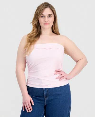 Full Circle Trends Plus Size Pull-on Tube Top In Pink