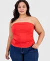 Full Circle Trends Plus Size Pull-on Tube Top In Red