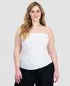 Full Circle Trends Plus Size Pull-on Tube Top In White