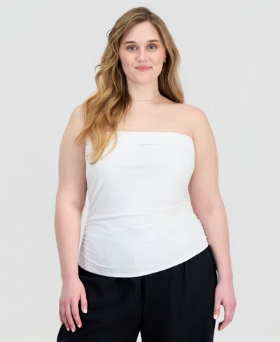 Full Circle Trends Plus Size Pull-on Tube Top In White