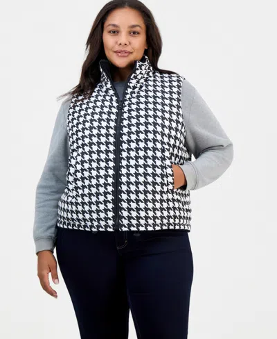 Full Circle Trends Plus Size Reversible Sherpa Puffer Vest In Multi