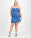 Full Circle Trends Trendy Plus Denim Corset Top & Mini Skirt Set