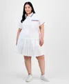Full Circle Trends Trendy Plus Size Button-front Shirt & Pleated Skirt