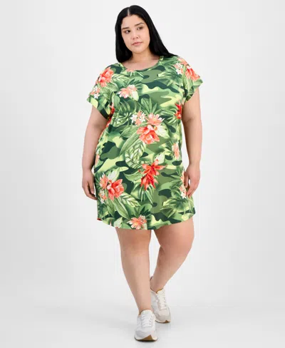 Full Circle Trends Trendy Plus Size Button-shoulder Dress