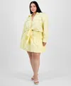 Full Circle Trends Trendy Plus Size Collared Tie-hem Shirt & Bubble-hem Skirt