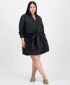 Full Circle Trends Trendy Plus Size Collared Tie-hem Shirt & Bubble-hem Skirt