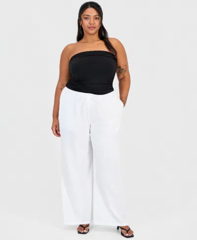 Full Circle Trends Trendy Plus Size Drawstring-waist Wide-leg Pants In Multi
