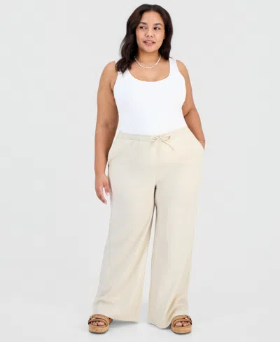 Full Circle Trends Trendy Plus Size Drawstring-waist Wide-leg Pants In Multi