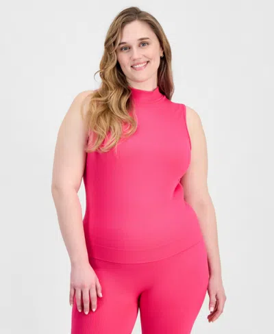 Full Circle Trends Trendy Plus Size Ribbed Mock Neck Top & Pants Set In Purple