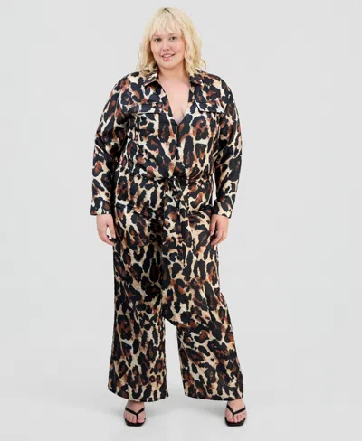 Full Circle Trends Trendy Plus Size Satin Shirt & Matching Pants Set