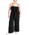 FULL CIRCLE TRENDS TRENDY PLUS SIZE SMOCKED SPAGHETTI-STRAP JUMPSUIT