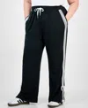 Full Circle Trends Trendy Plus Split-hem Bow Tie Track Pants In Black