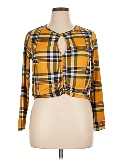 Pre-owned Full Circle Trends With Love 3/4 Sleeve Blouse In Yellow