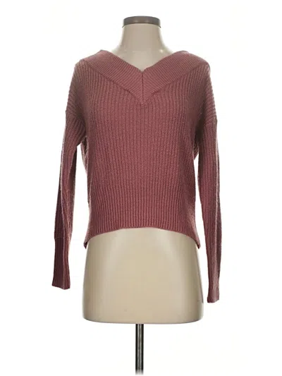Pre-owned Full Circle Trends With Love Pullover Sweater In Burgundy