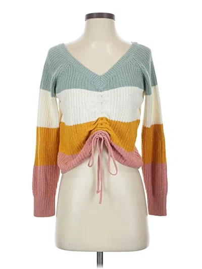 Pre-owned Full Circle Trends With Love Pullover Sweater In White