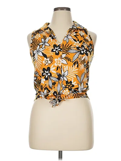 Pre-owned Full Circle Trends With Love Sleeveless Blouse In Yellow