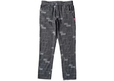 Pre-owned Full Send Men's  All Over Print Jeans In Black