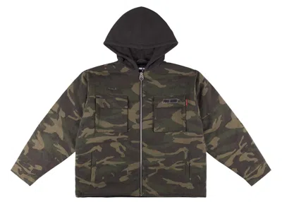 Pre-owned Full Send Men's  Motorworks Hooded Camo Jacket In Woodland Camo