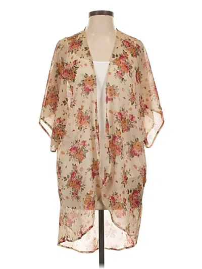 Pre-owned Full Tilt Kimono In Tan