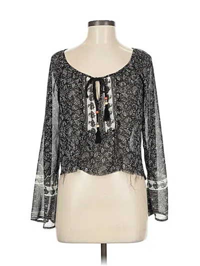 Pre-owned Full Tilt Long Sleeve Blouse In Black