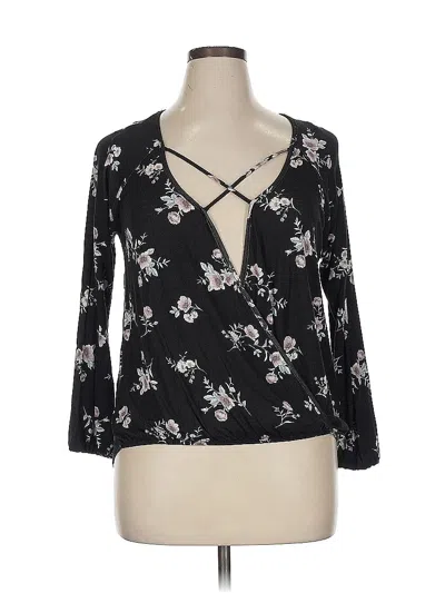 Pre-owned Full Tilt Long Sleeve Blouse In Black