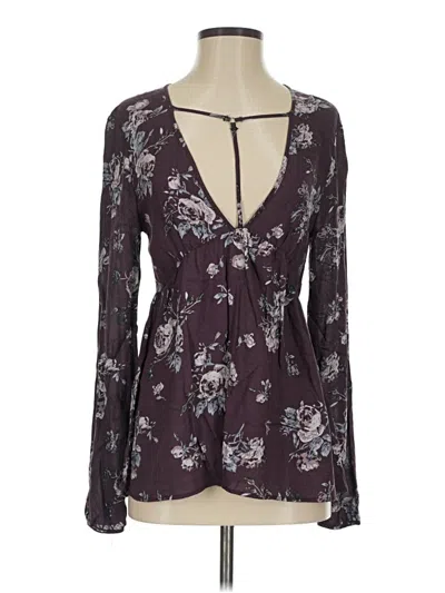 Pre-owned Full Tilt Long Sleeve Blouse In Purple