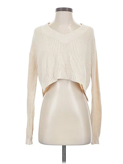 Pre-owned Full Tilt Long Sleeve Top Ivory Keyhole Neckline Tops