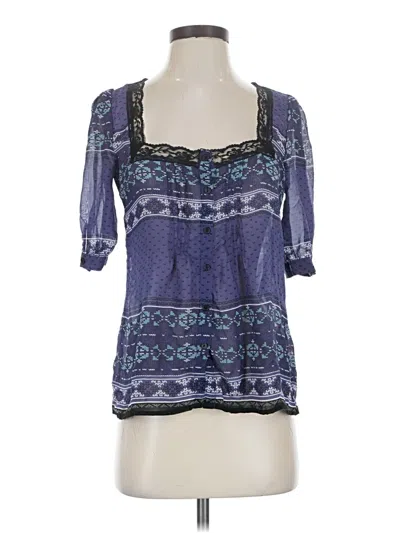 Pre-owned Full Tilt Short Sleeve Blouse In Blue