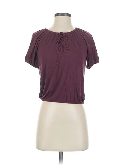 Pre-owned Full Tilt Short Sleeve Top Burgundy Keyhole Neckline Tops