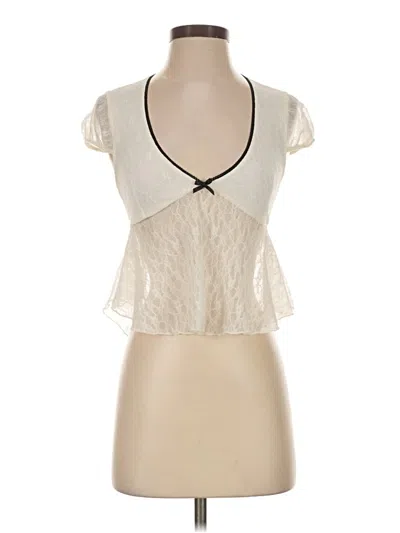 Pre-owned Full Tilt Short Sleeve Top Ivory Sweetheart Neckline Tops