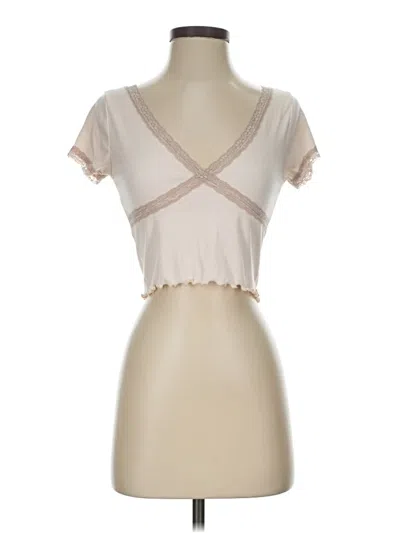 Pre-owned Full Tilt Short Sleeve Top Ivory Sweetheart Neckline Tops
