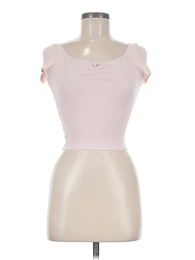 Pre-owned Full Tilt Short Sleeve Top Pink Sweetheart Neckline Tops