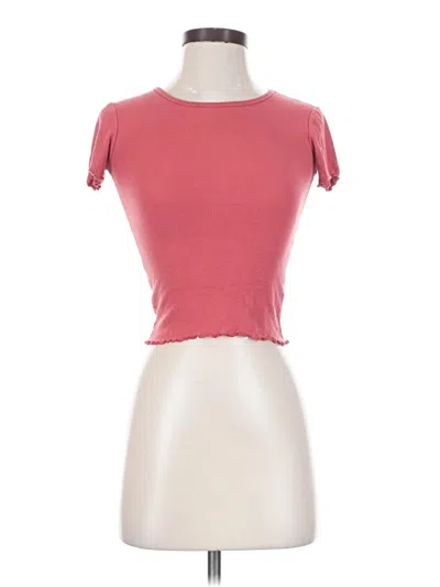 Pre-owned Full Tilt Short Sleeve Top Pink Sweetheart Neckline Tops