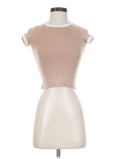 Pre-owned Full Tilt Short Sleeve Top Tan Keyhole Neckline Tops