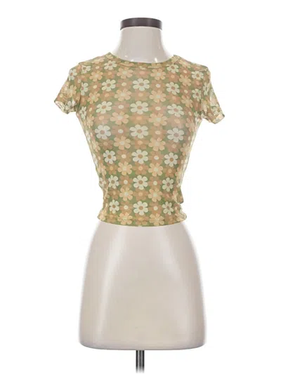 Pre-owned Full Tilt Short Sleeve Top Tan Square Neckline Tops