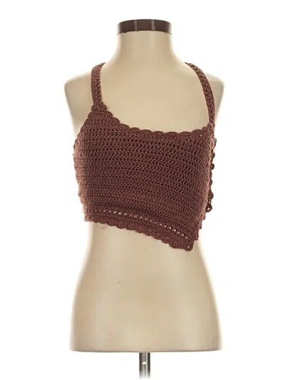 Pre-owned Full Tilt Sleeveless Top Brown Halter Neckline Tops