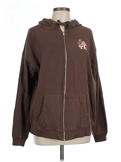 Pre-owned Full Tilt Zip Up Hoodie In Brown