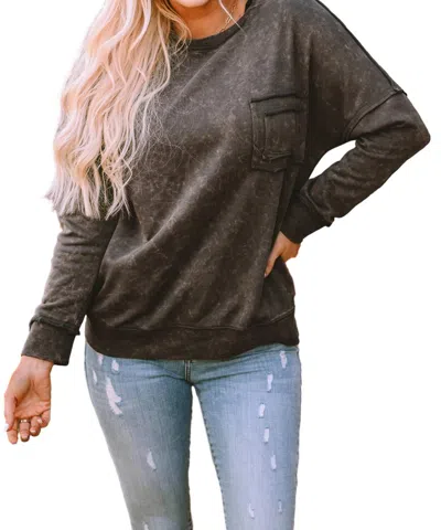 Full Time Purchase Acid Wash Pullover Sweatshirt In Antique Grey In Multi