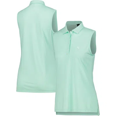 Full Turn Aqua Churchill Downs Butter Stripe Tri-blend Sleeveless Polo In Blue