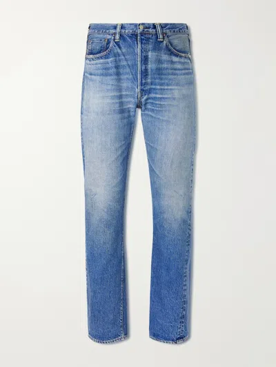 Fullcount Dartford Straight-leg Distressed Selvedge Jeans In Blue
