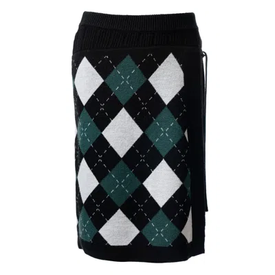 Fully Fashioning Women's Black / White / Green  Bronx Skirt - Black White & Green In Black/white/green