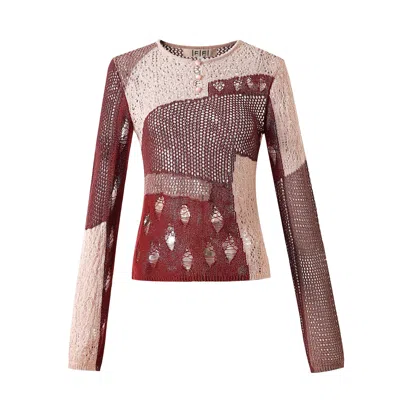 Fully Fashioning Women's Brown / Red / Pink Razel Pullover In Brown/red/pink