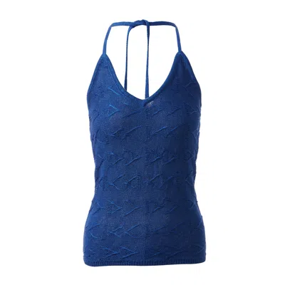 Fully Fashioning Women's  Cora Halter Knit Top - Royal Blue