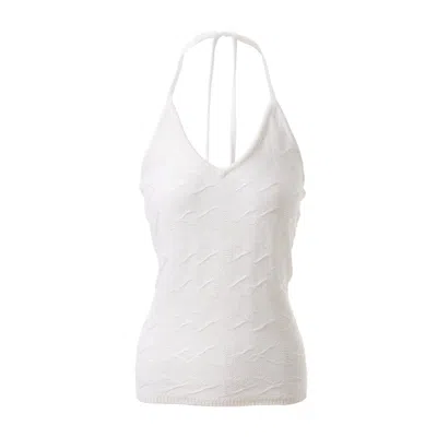 Fully Fashioning Women's  Cora Halter Knit Top - White