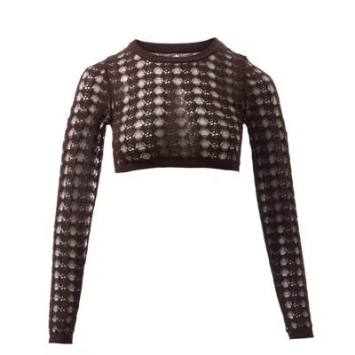 Fully Fashioning Women's  Kim Crochet Cropped Top - Dark Brown
