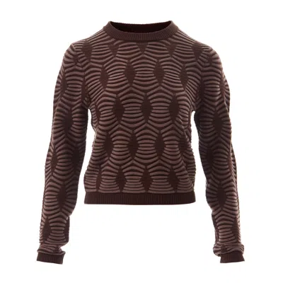 Fully Fashioning Women's  Lia Geometric Pattern Jumper Sweater - Brown
