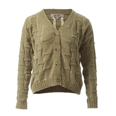 Fully Fashioning Women's Green  Avocado Lennox Ottoman Knit Cardigan