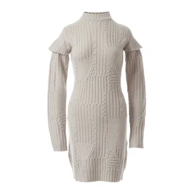 Fully Fashioning Women's Grey  Fae Cable Wool Knit Sweater Dress
