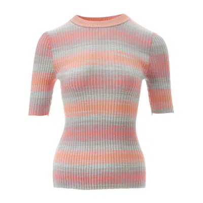 Fully Fashioning Women's Pink / Purple  Abril Space Dye Knit Top - Aqua Blue Rose Pink & Fuchsia In Pink/purple