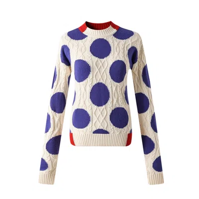 Fully Fashioning Women's White / Blue / Red Ryoko Sweater In White/blue/red